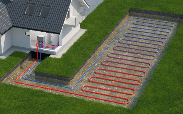 rendering of residential geothermal system